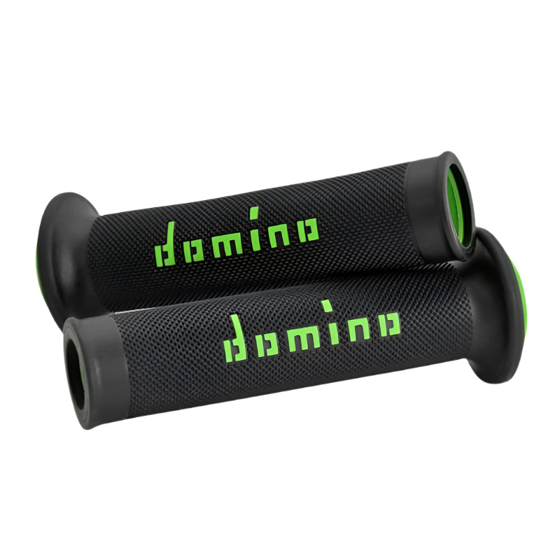 front view of Domino Handlebar Grips A010 - Black/Green