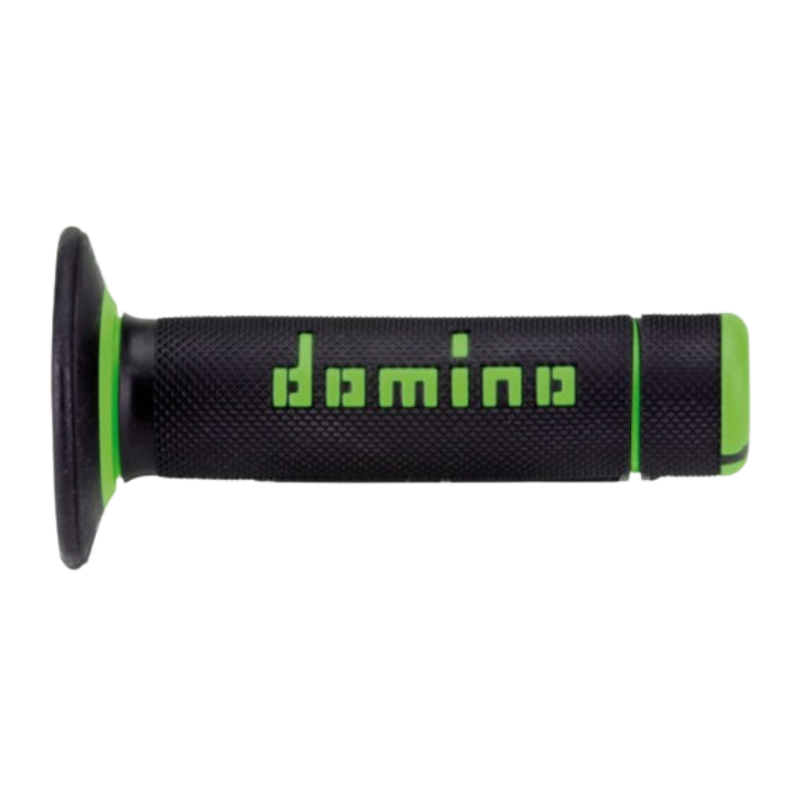 front view of Domino Handlebar Grips A020 - Black/Green
