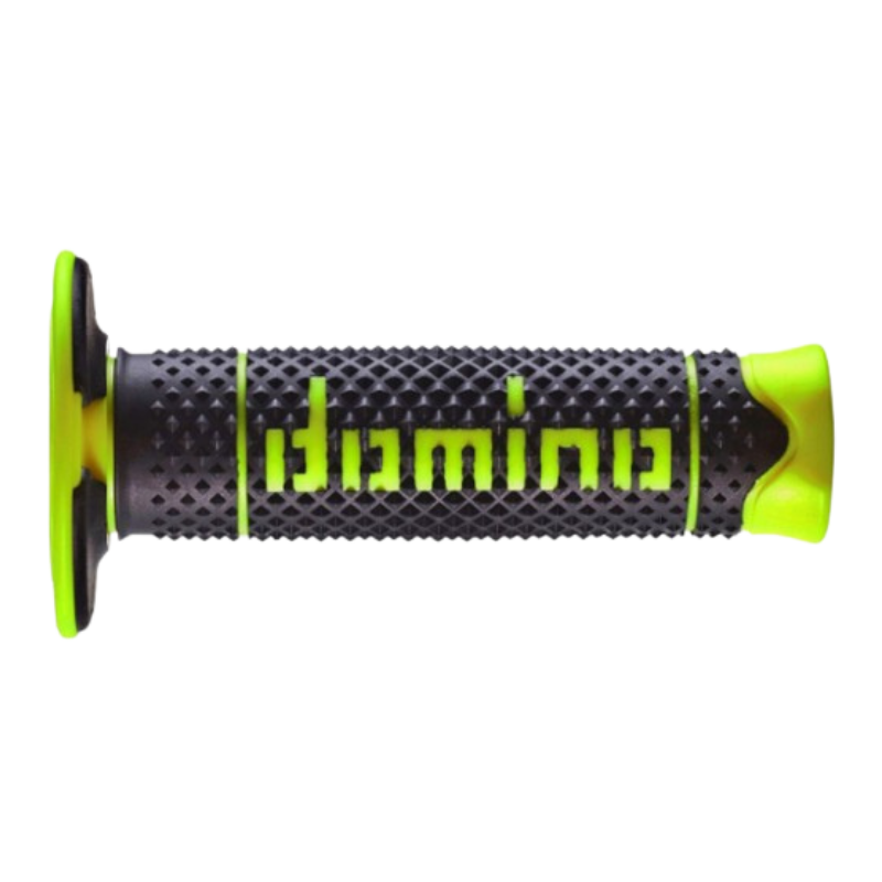 front view of Domino Handlebar Grips A260 - Black/Fluo Yellow