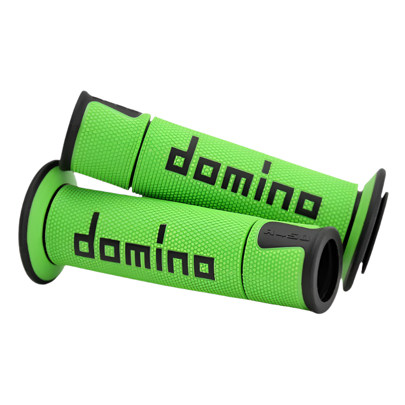 front view of Domino Handlebar Grips A450 - Green/Black