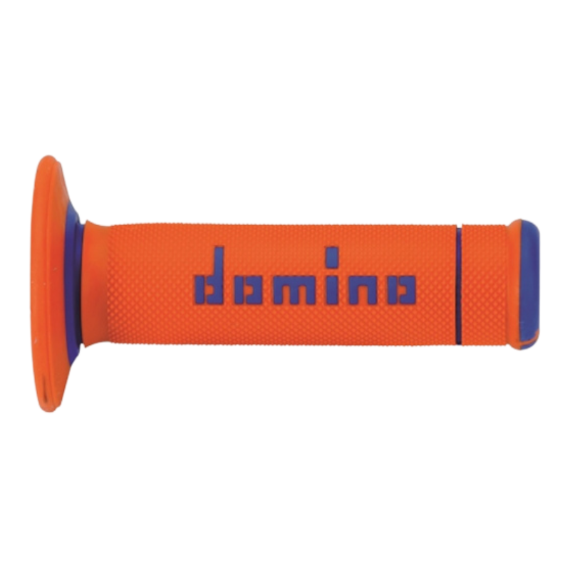 ront view of Domino Handlebar X-Treme Grips A190 - Orange/Blue