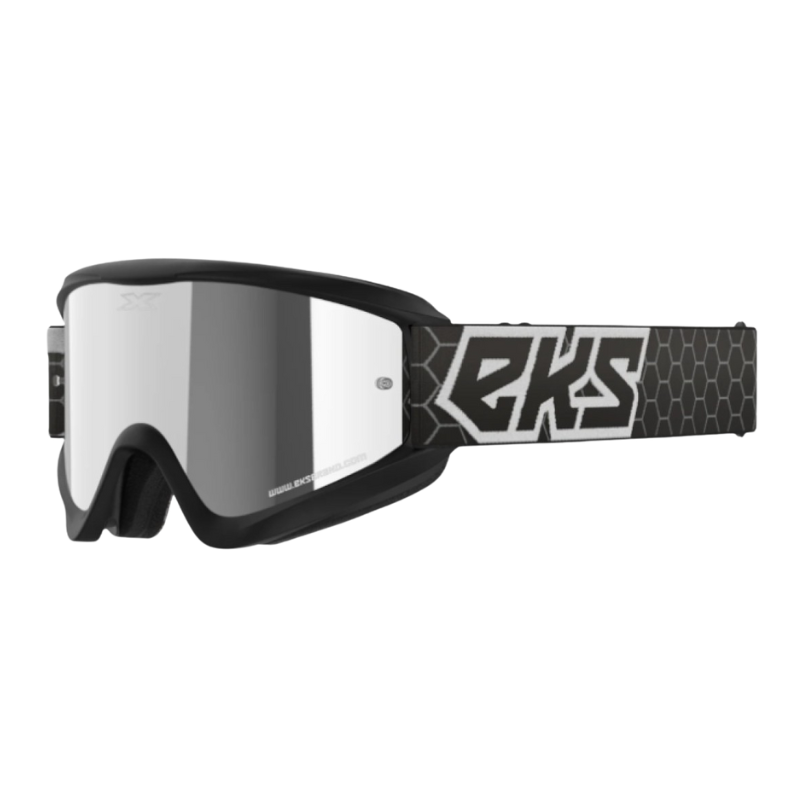 EKS Brand GOX Flat-Out Mirror Goggle - Black/White/Silver Mirror Lens