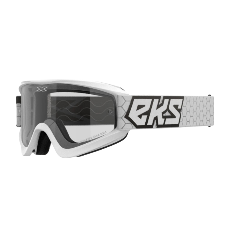 front view of EKS Brand GOX Flat-Out Clear Goggle - White/Black