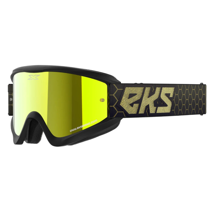 Baycity Power Parts EKS Brand GOX Flat-Out goggle black gold metallic with gold mirror lens for off-road riding