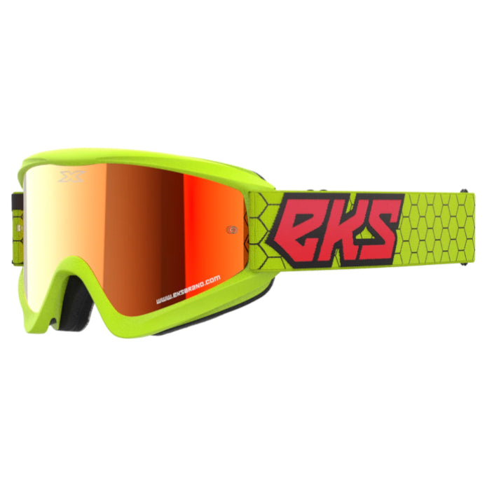 Baycity Power Parts EKS Brand GOX Flat-Out goggle flo yellow black fire red with red mirror lens