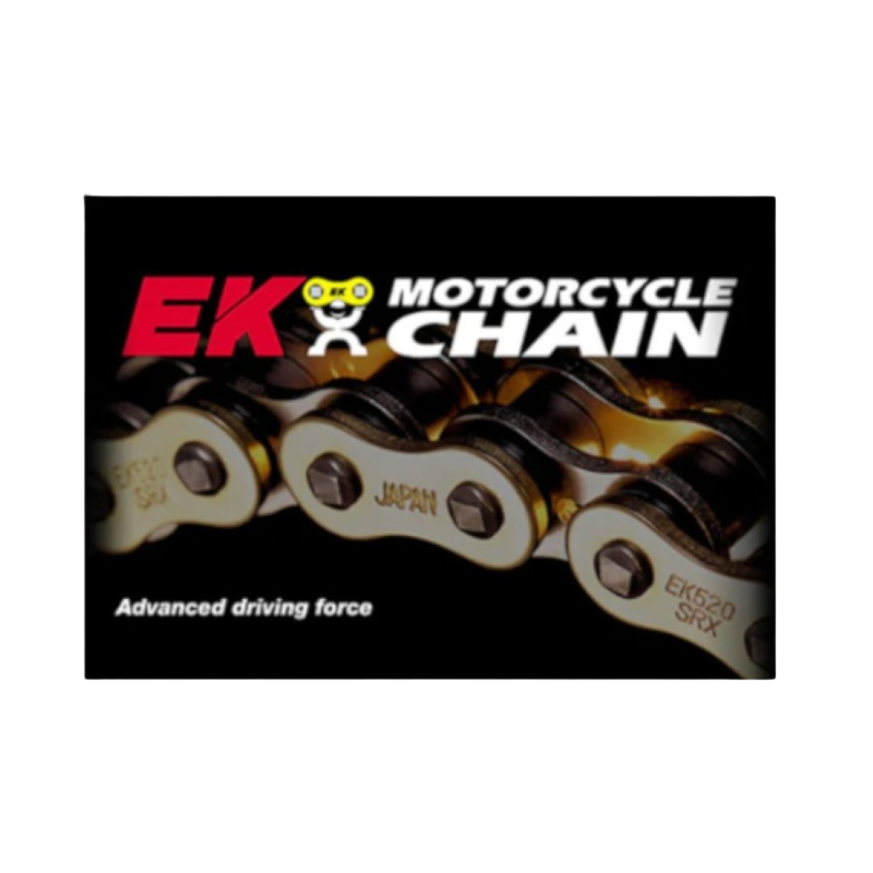 Front view of EK Chains 520SRX2-114 Links QX Ring Chain - Gold