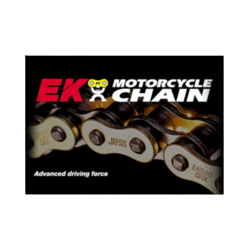 Front view of EK Chains 520ZVX3-114 Links NX Ring Chain - Gold
