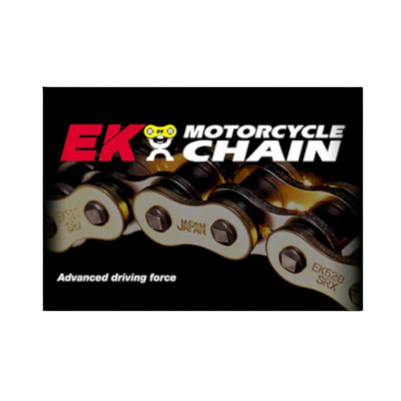 front view of EK Chains 525ZVX3-120 Links NX Ring Chain - Gold