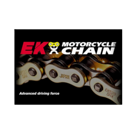 front view of EK Chains 525ZVX3-120 Links NX Ring Chain - Gold