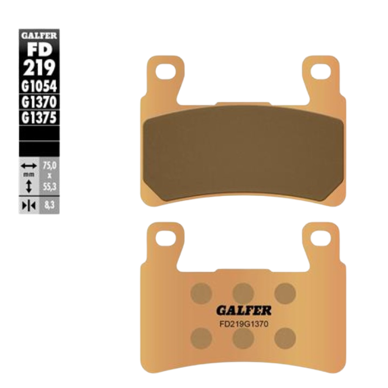 front view ofGalfer FD219G1370 Sintered Brake Pads