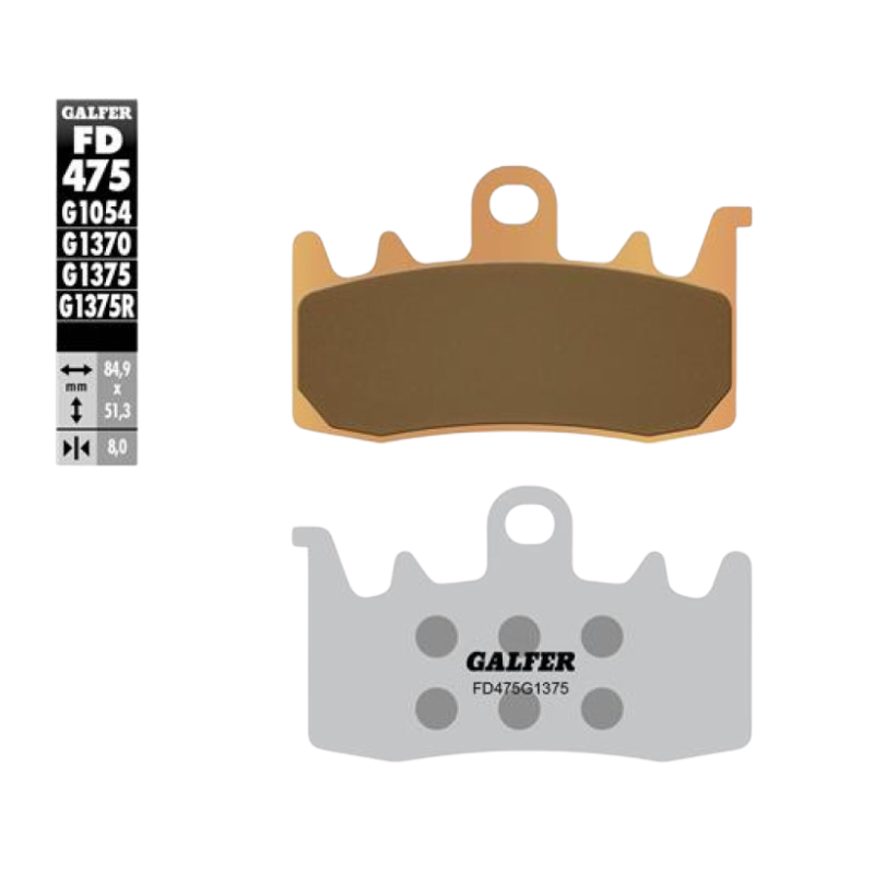 front view of Galfer FD475G1375 Sintered Brake Pads