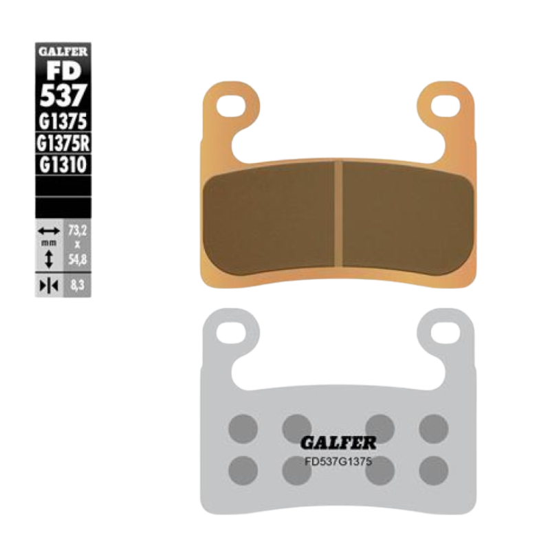 front view of Galfer FD537G1375 Sintered Brake Pads