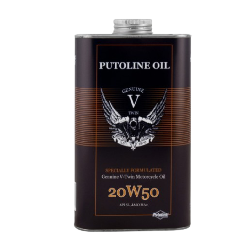 front view of Putoline Genuine V-Twin 20W-50 Oil - 1ltr
