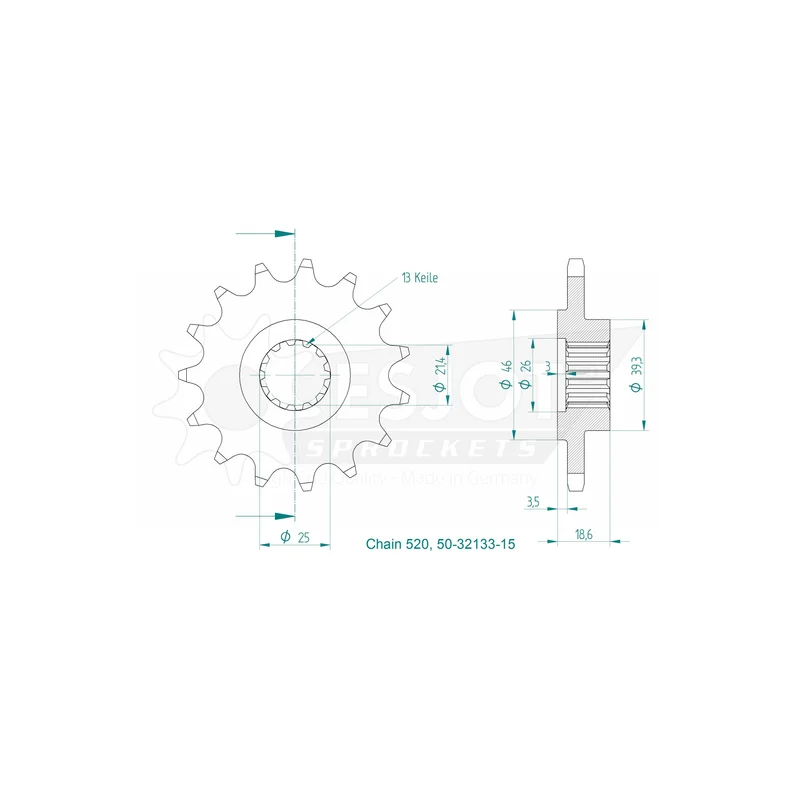 Sprockets Front (32133-15T) - Esjot