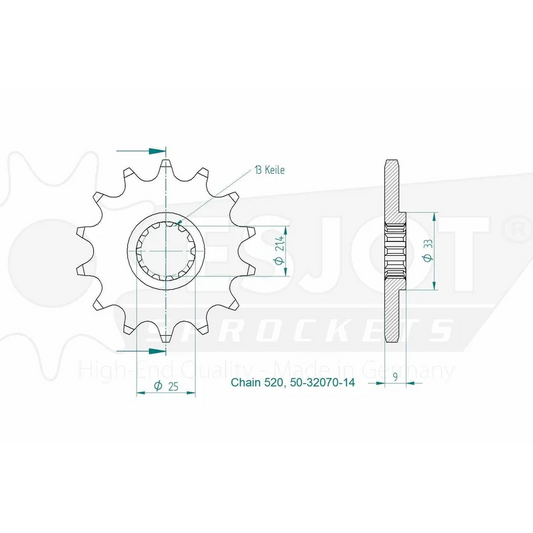 Sprockets Front (32070-14T) - Esjot (Sports)