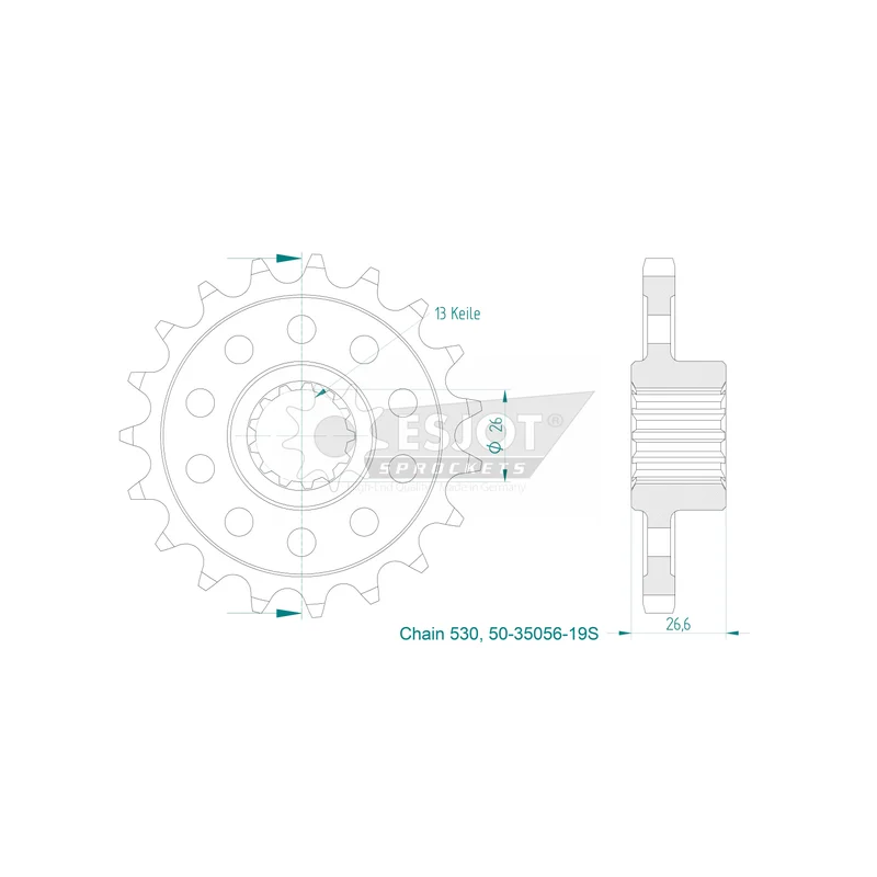 Sprockets Front (50-35056-19S) - Esjot (Sports)