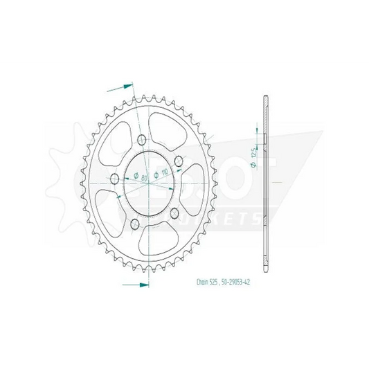 Sprockets Rear (29053-42T) - Esjot - Zinc Spray