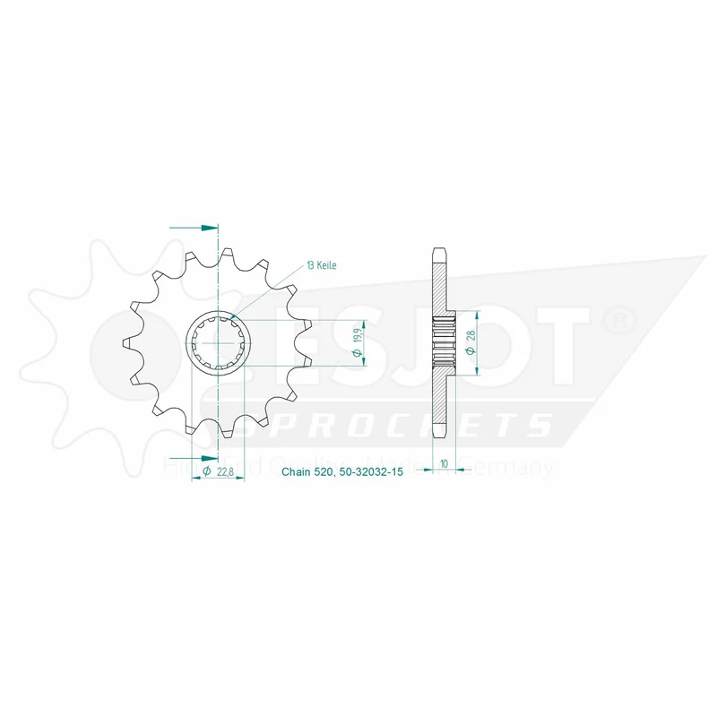 Sprockets Front (32032-15T) - Esjot
