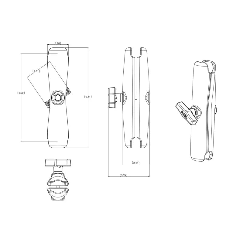 RAM® Double Socket Arm - C Size - Long Length