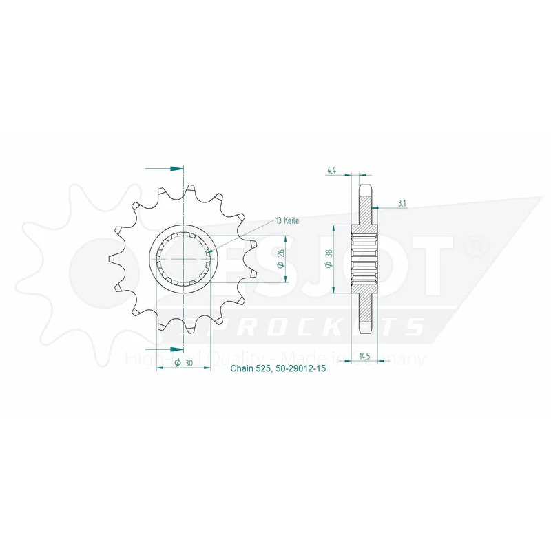Sprockets Front (29012 - 15T) - Esjot