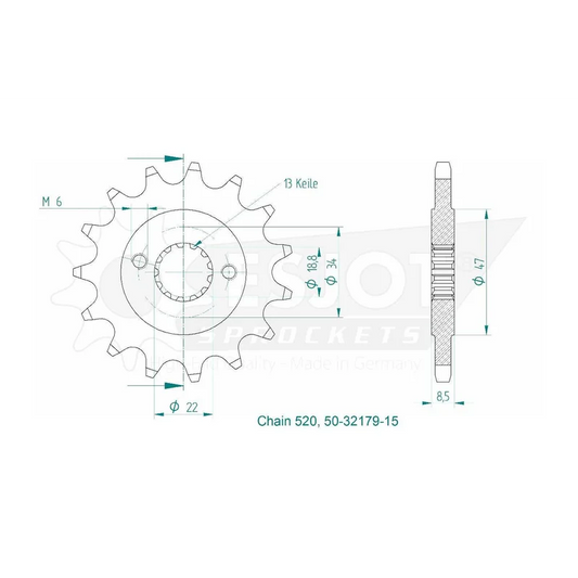 Sprockets Front (32179-15T) - Esjot