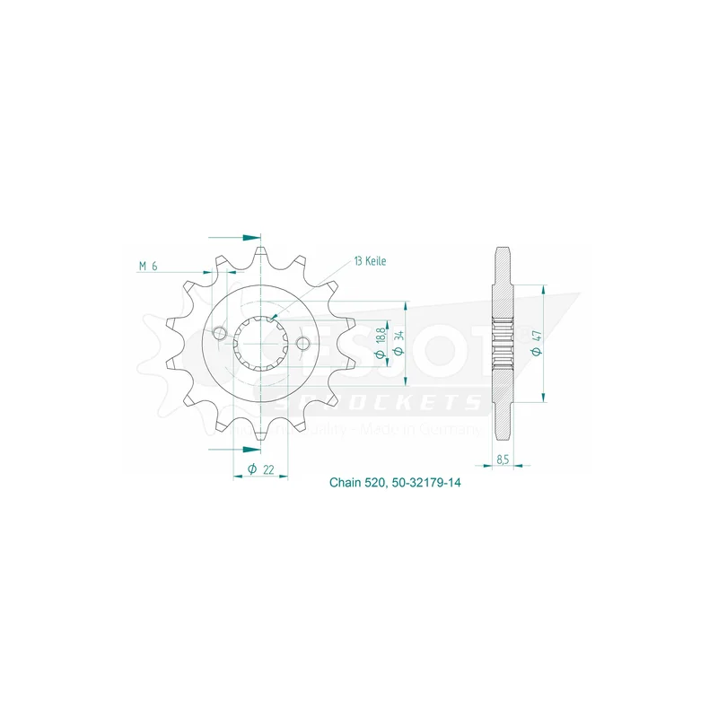 Sprockets Front (32179-14T) - Esjot