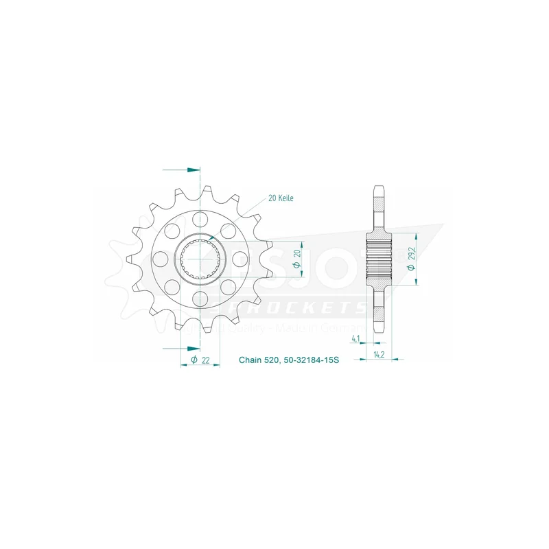 Sprockets Front (32184-15T) - Esjot (Sports)