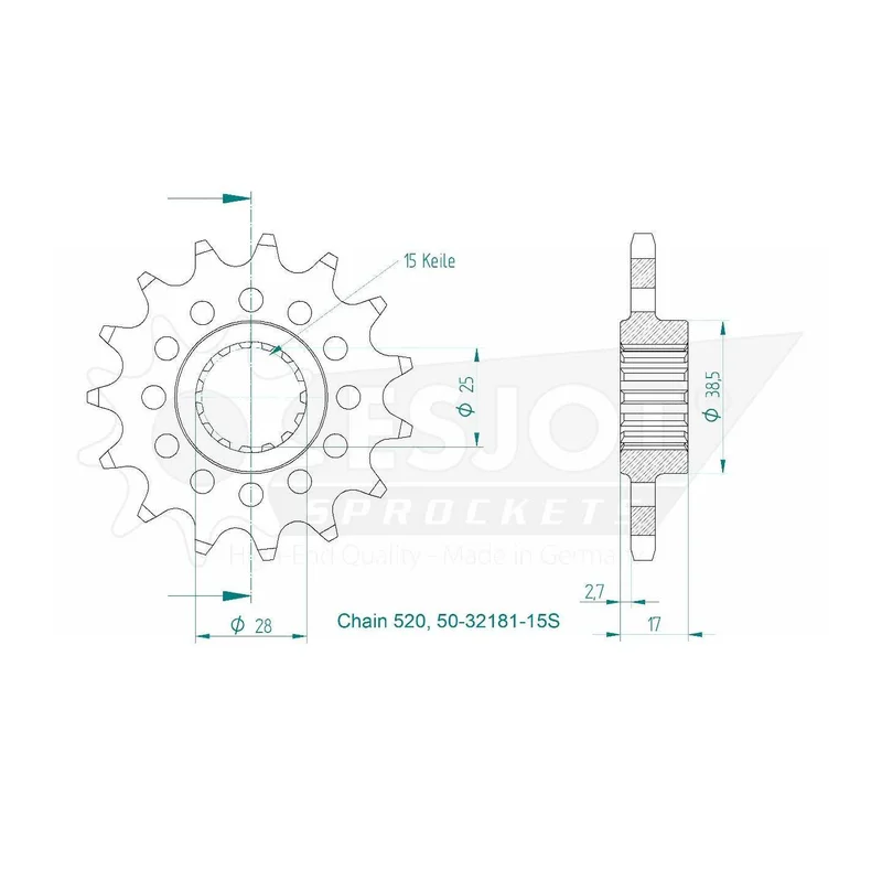 Sprockets Front (32181-15T) - Esjot (Sports)