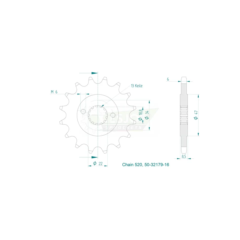 Sprockets Front (32179-16T) - Esjot