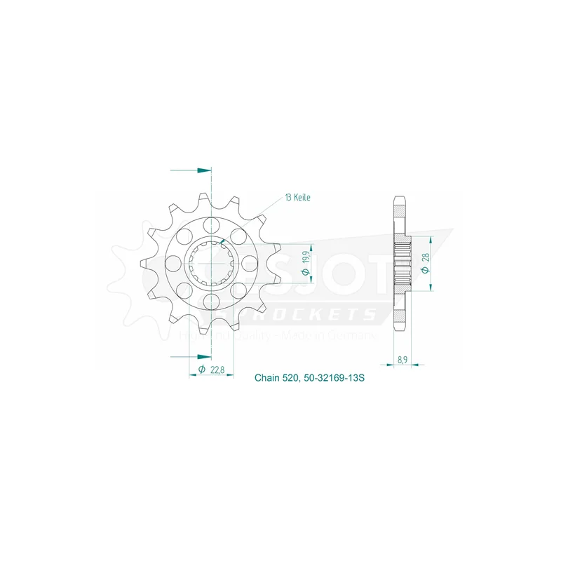 Sprockets Front (32169-13S) - Esjot (Sports)