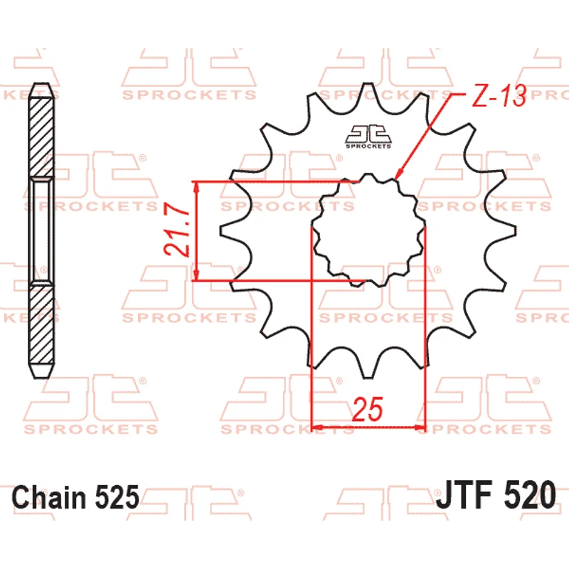 Sprockets Front (520 - 17) Rubber - JT
