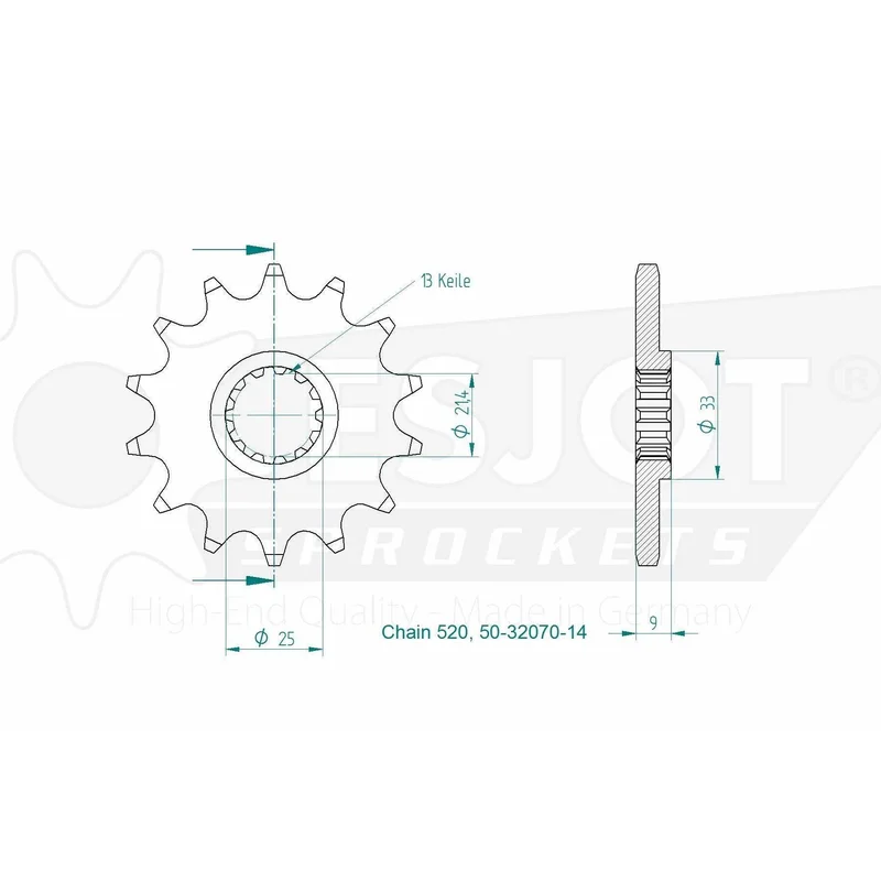 Sprockets Front (32070-15T) - Esjot (Sports)