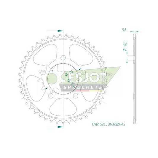 Sprockets Rear (32224-45T) - Esjot