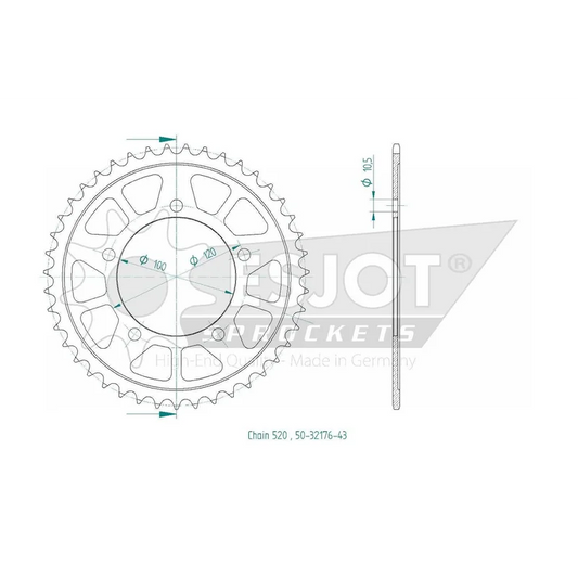 Sprockets Rear (32176 - 43T) - Esjot