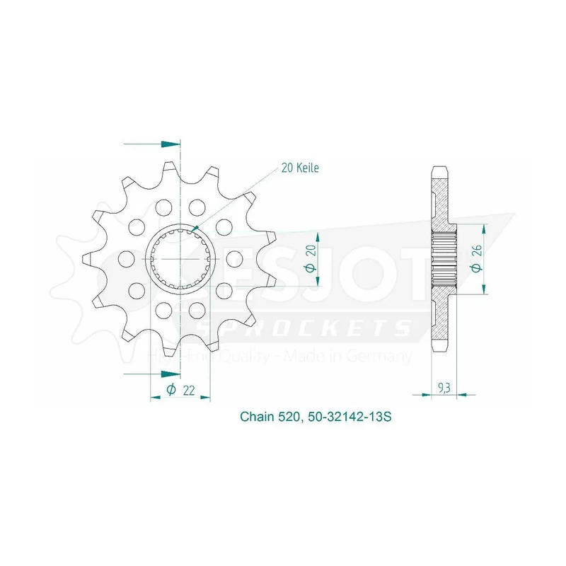 Sprockets Front (32142-13T) - Esjot (Sports)