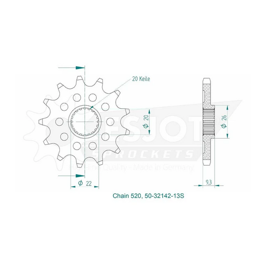 Sprockets Front (32142-13T) - Esjot (Sports)