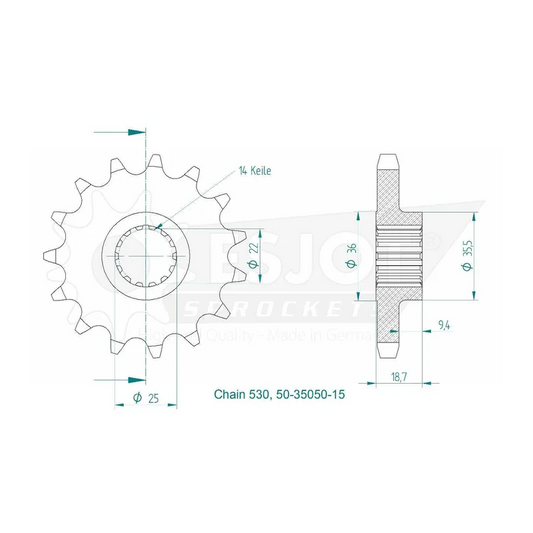 Sprockets Front (35050-15T) - Esjot
