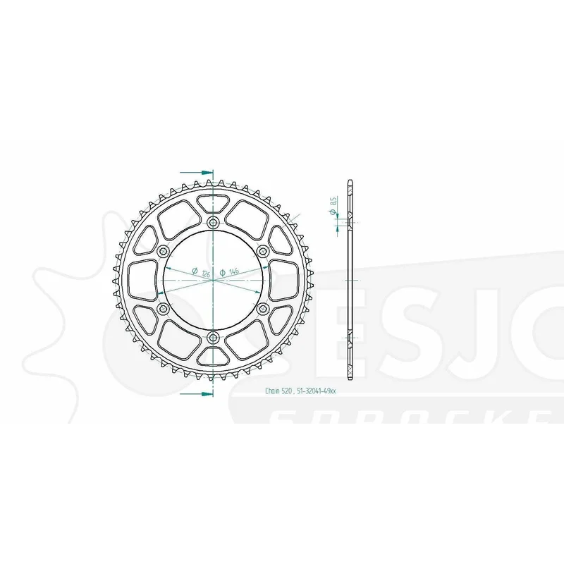 Sprockets Rear (32041-49T) - Esjot