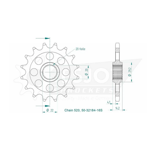 Sprockets Front (32184-16T) - Esjot (Sports)