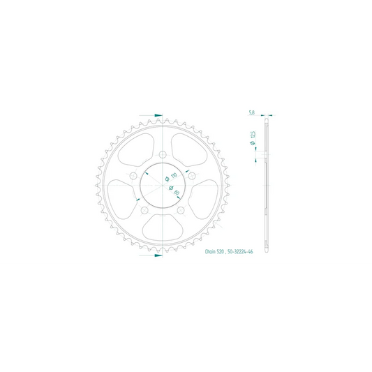 Sprockets Rear (32224- 46T) - Esjot