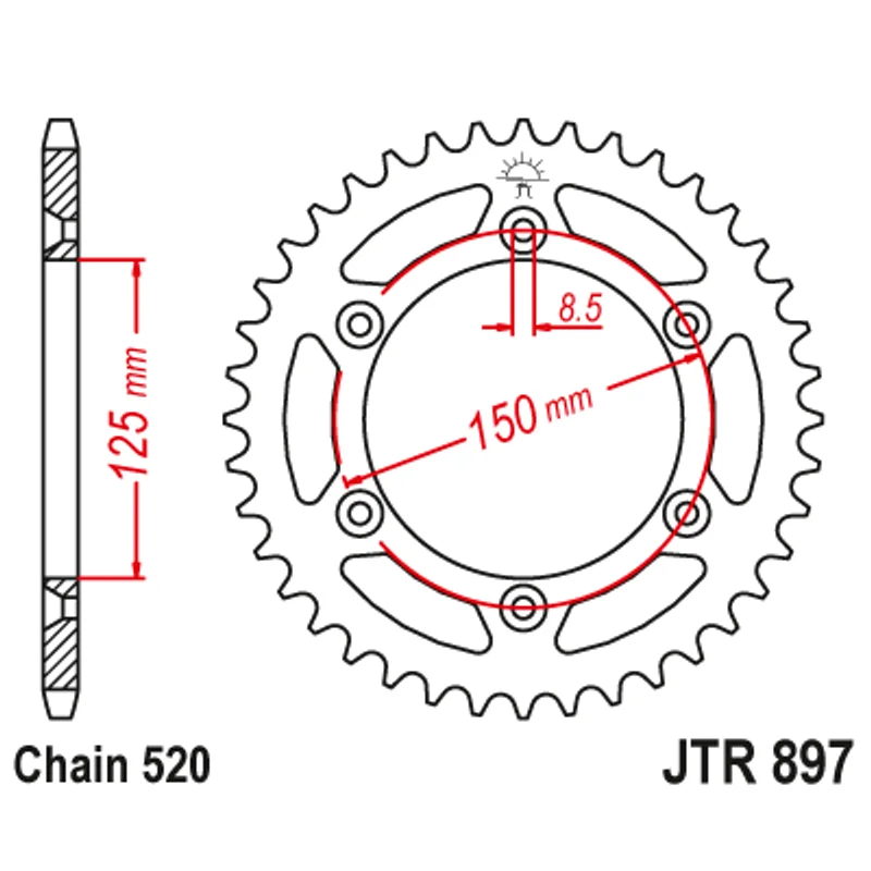 Sprockets Rear (897 - 49T) - JT - SELF CLEANING