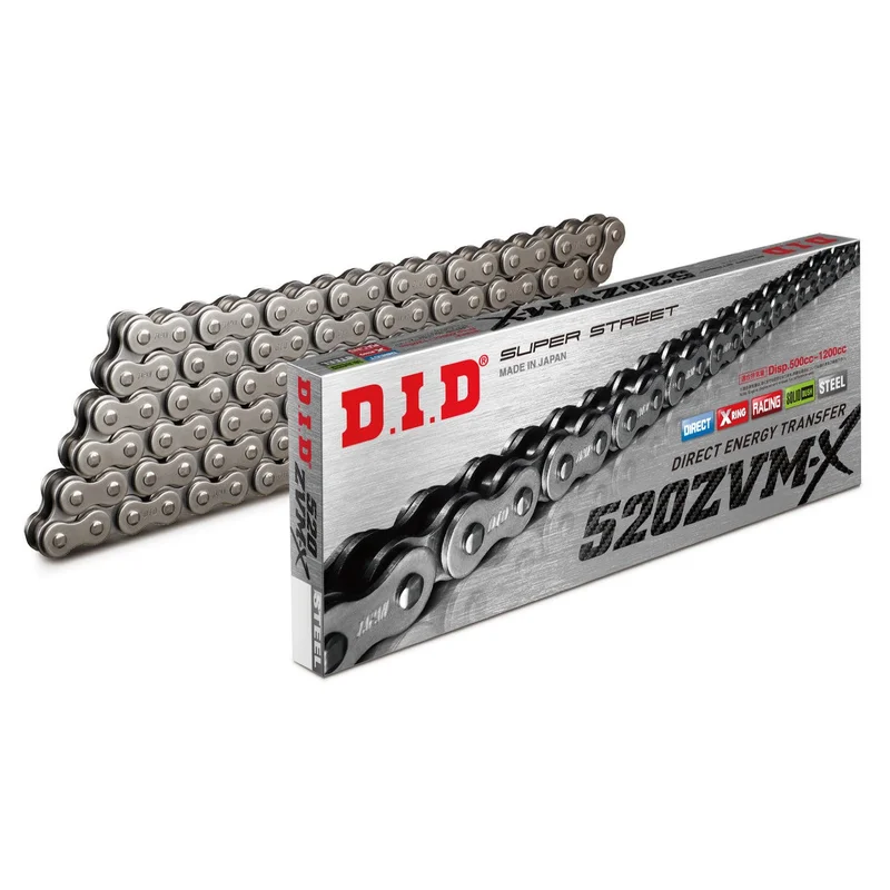 Chain 520 Pitch x 102 links (ZVMX) - ZVMX-2 (Rivet Type) / Natural Steel / Upto 1200cc