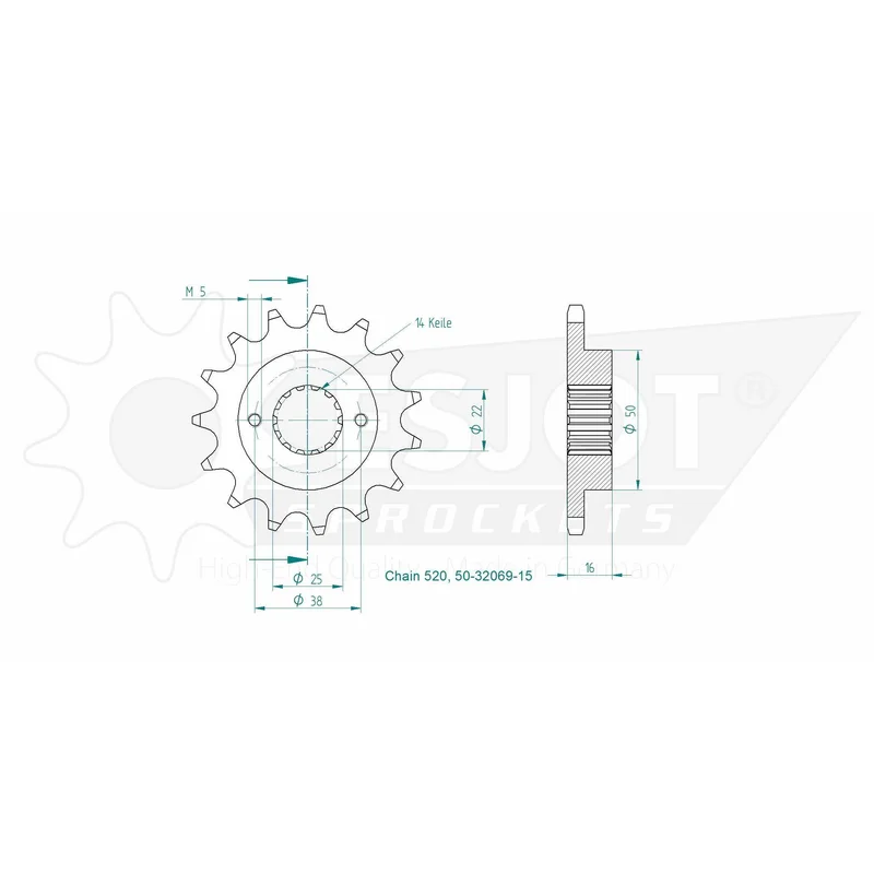 Sprockets Front (50-32069-15T) - Esjot (Sports)