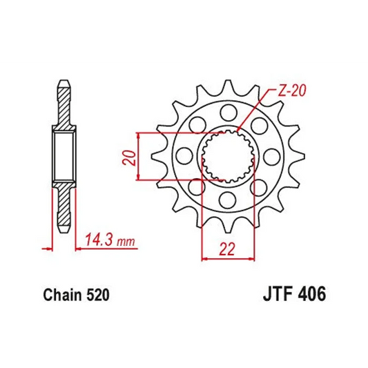 Sprockets Front (406 - 16T) - JT