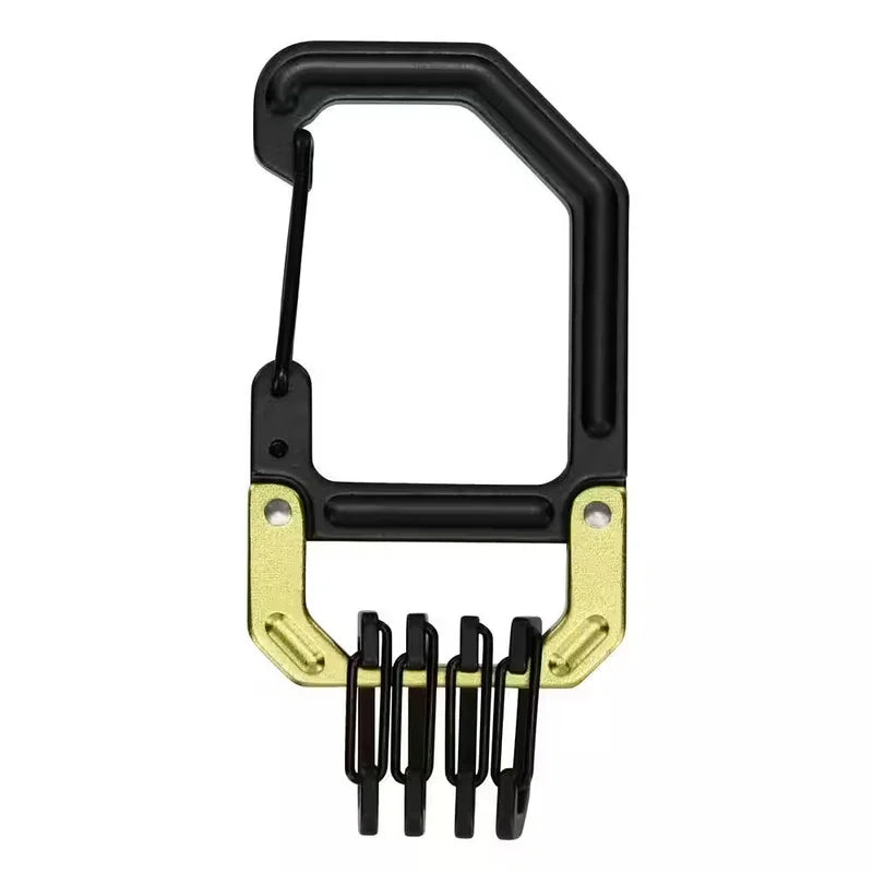 APEX Carabiner (3-Pack) black and gold metal front-facing view with wire gate and three hanging attachment loops.