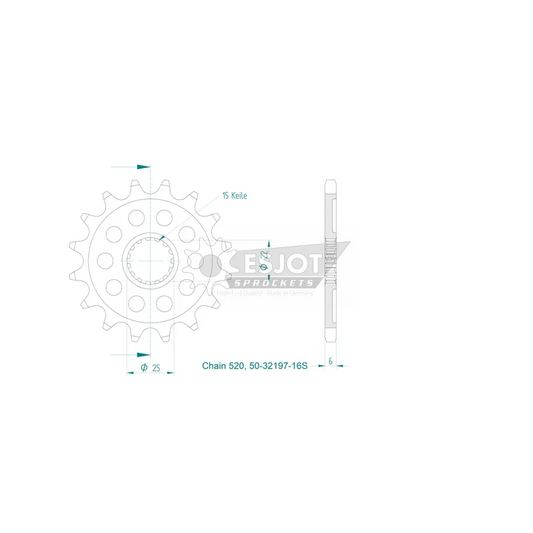 Sprockets Front (32197-14T) - Esjot (Sports)