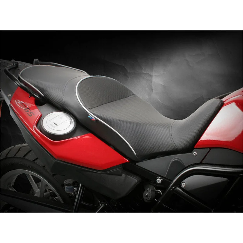 BMW F650 GS Premium Foam Conversion Seat - Regular Height - CarbonFX/Silver welt/BMW tag