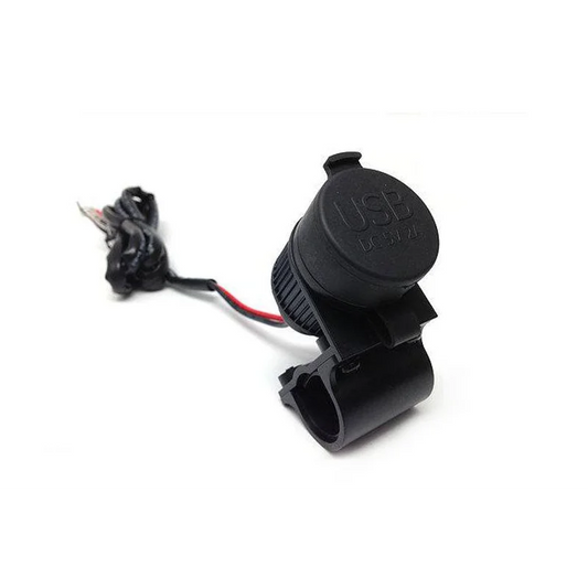 Handlebar Mounted Dual USB 4A (Plastic) - Includes Plastic Handlebar Clamp