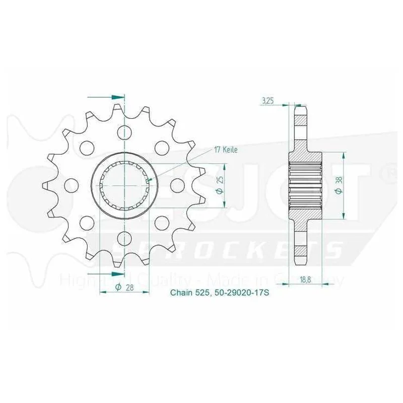 Sprockets Front (29020-17T) - Esjot