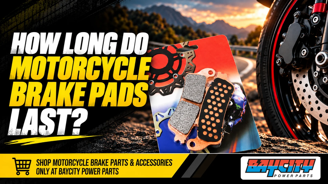 Motorcycle brake pads and brake disc showing how long motorcycle brake pads last